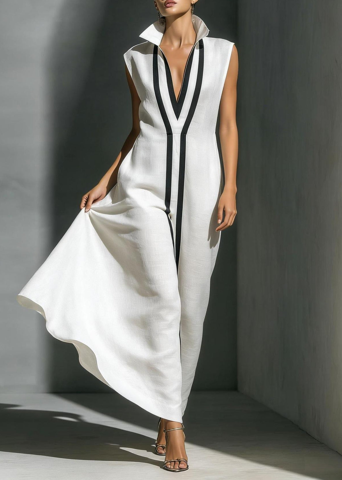 Kezia Plunge Colorblock Maxi Dress