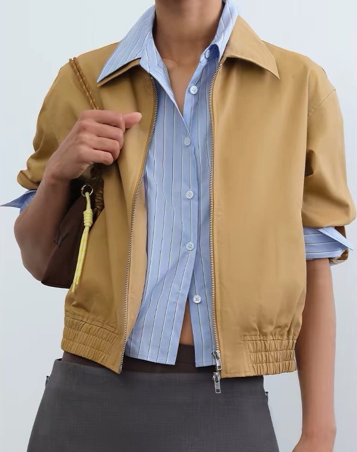 Madalen Deconstruct Stripe Suede Jacket