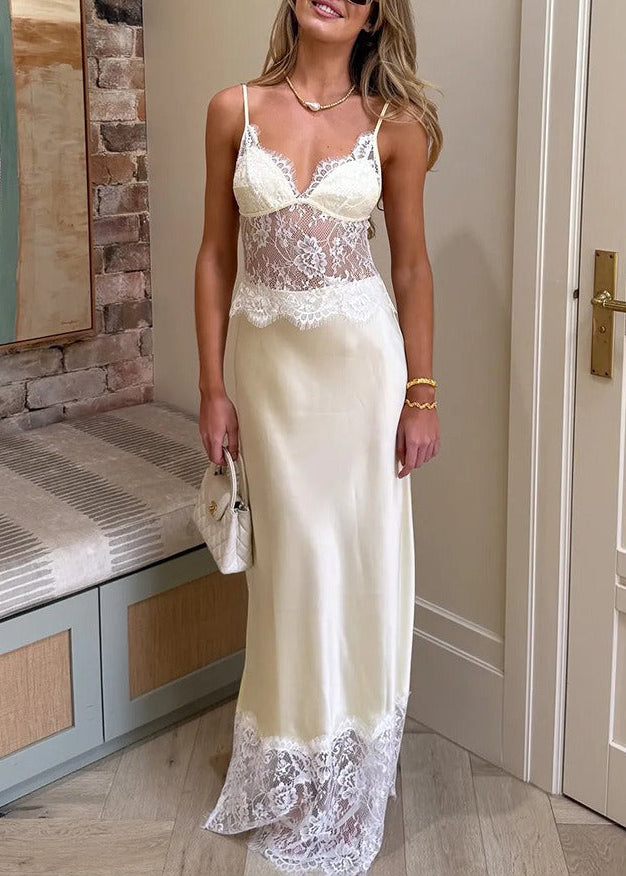 Ilhom Spaghetti Lace Maxi Dress