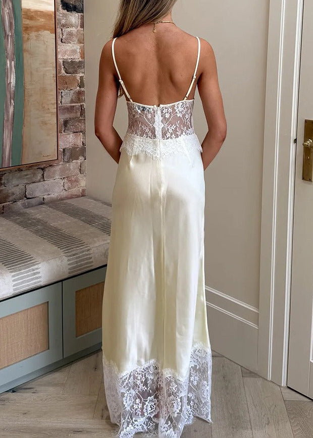 Ilhom Spaghetti Lace Maxi Dress