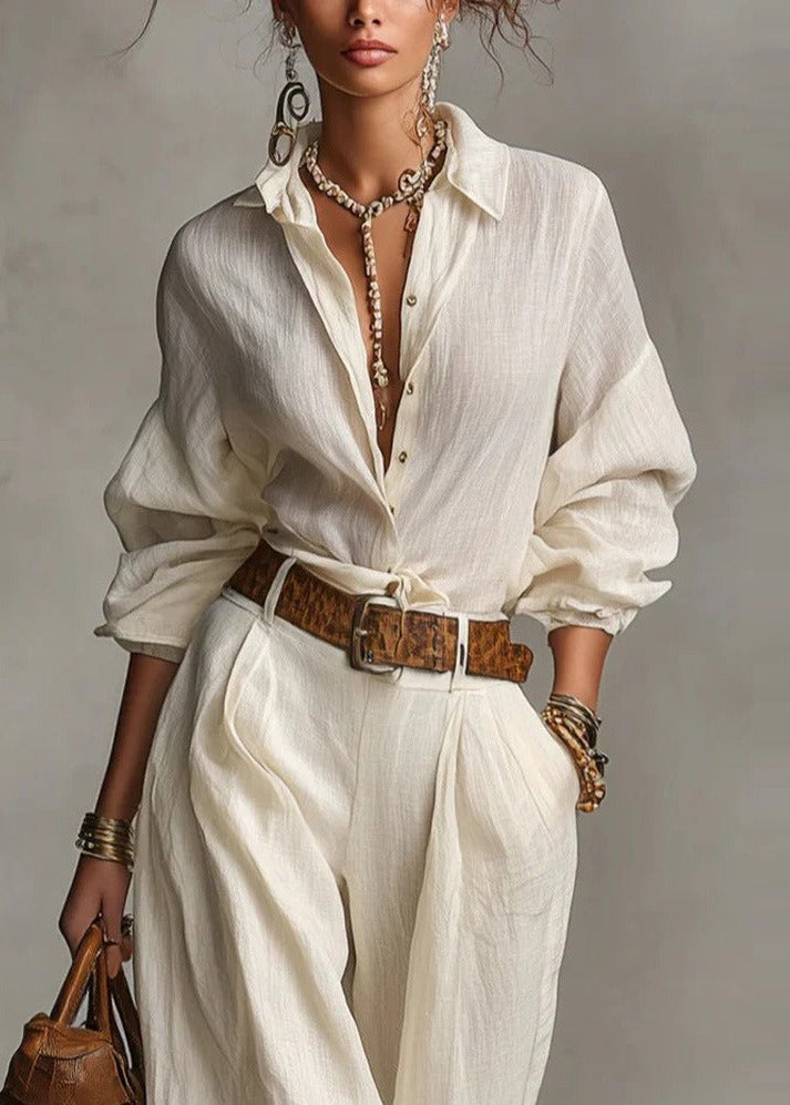Kaui Long Sleeve Ruch Pants Set