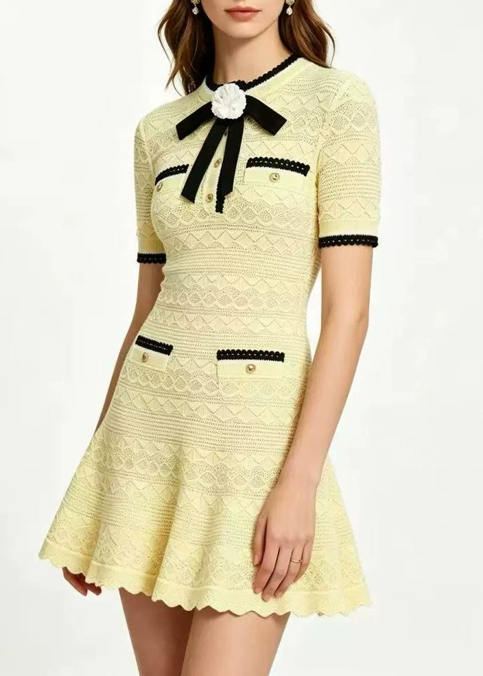 Kristen Knit Flower Mini Dress