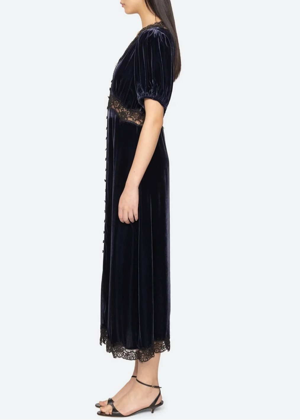 Erato Lace Velvet Midi Dress