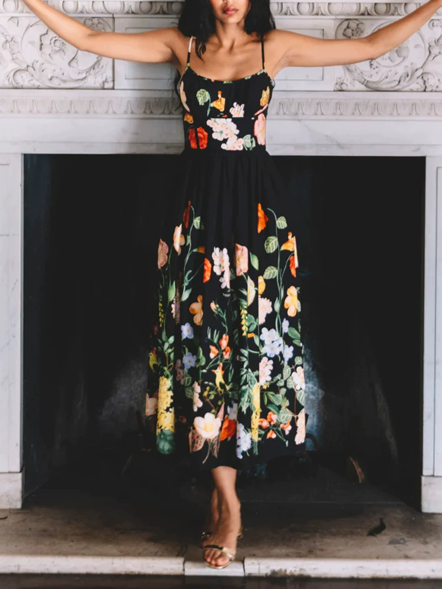 Helios Floral Ruffle Midi Dress