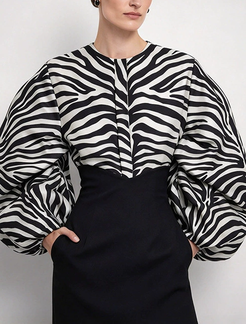 Kristoff Balloon Sleeve Zebra Top