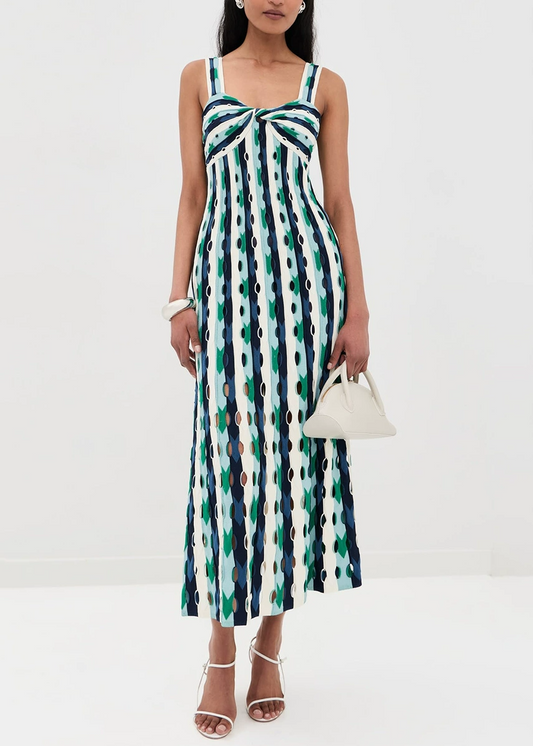 Karis Spaghetti Cutout Stripe Maxi Dress