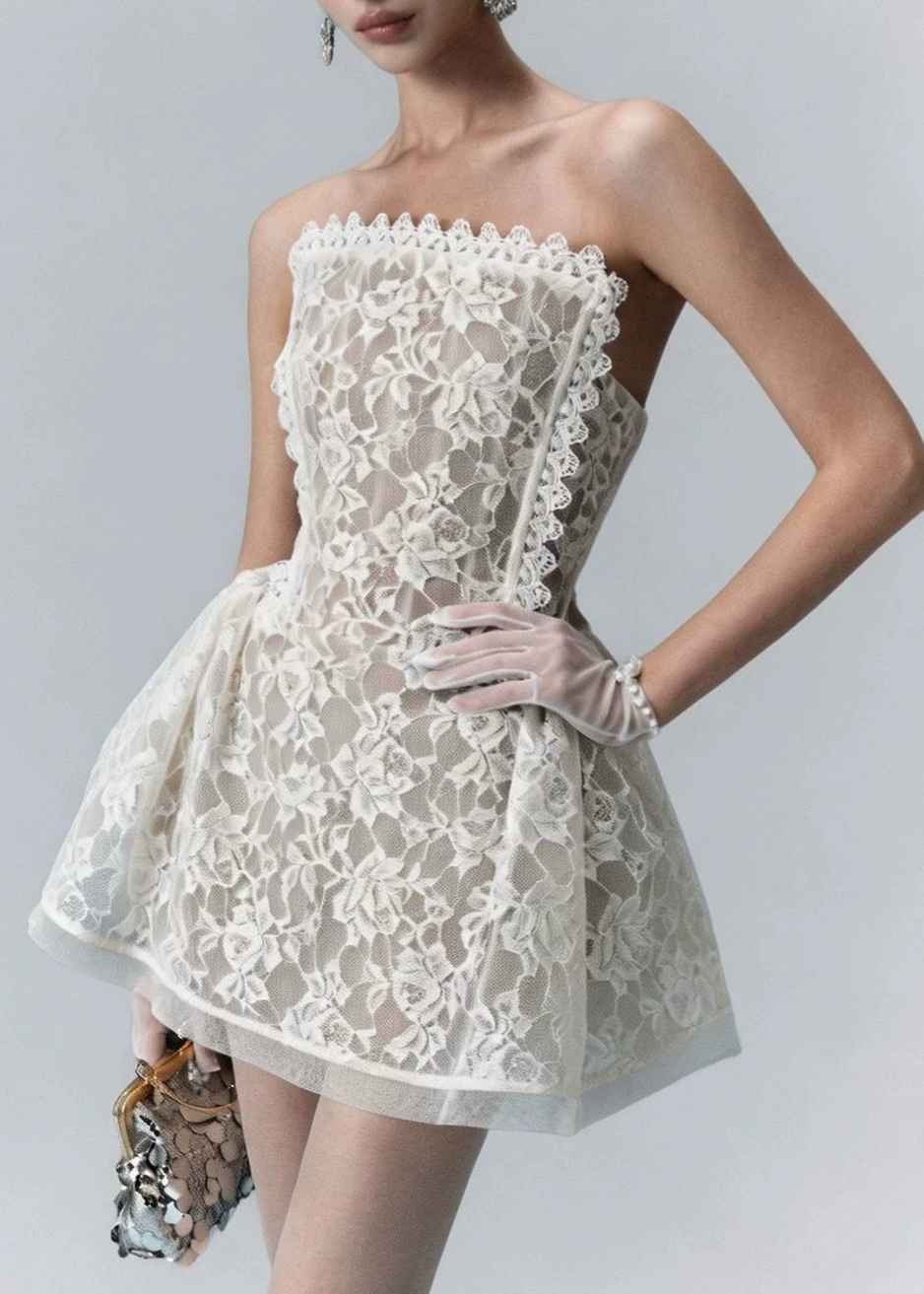 Iohel Spaghetti Lace Mini Dress