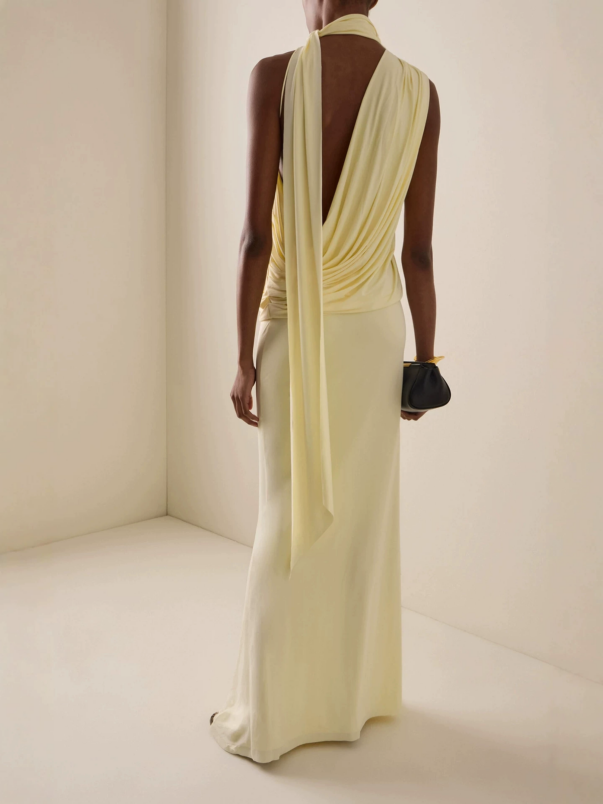Kolton High Neck Draped Scarf Maxi Dress