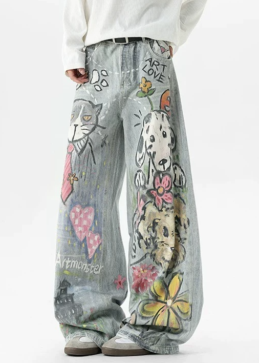 Fouzia Bleached Graffiti Jeans