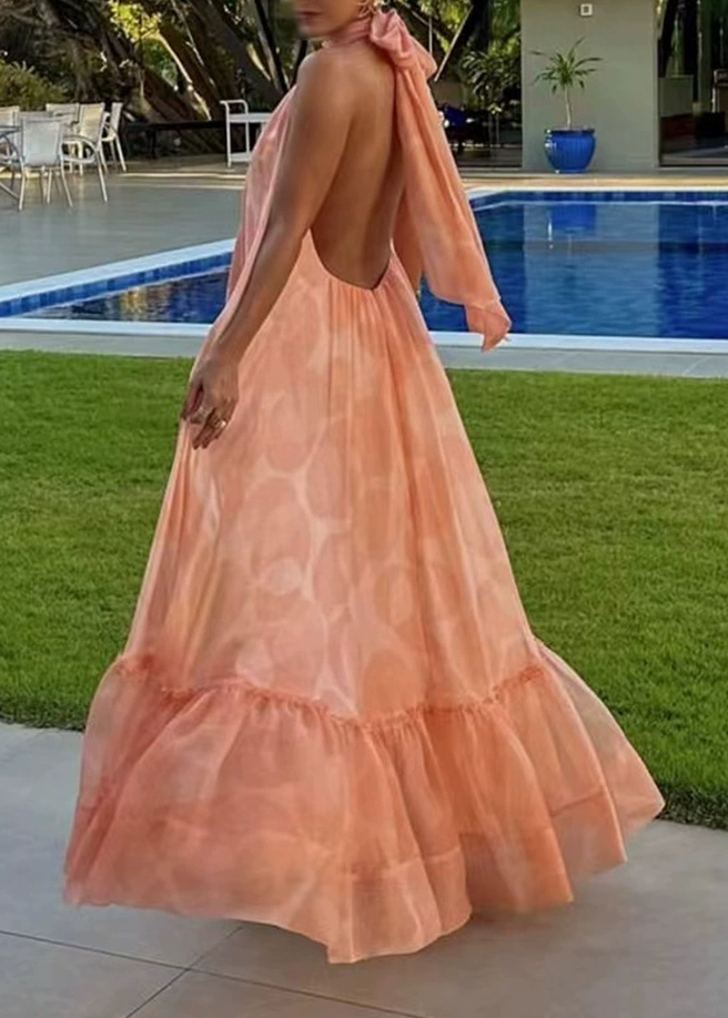 Hermann Halter Neck Ruffle Maxi Dress