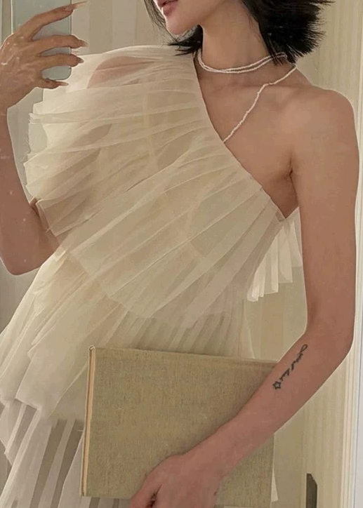 Irem One Shoulder Mesh Top