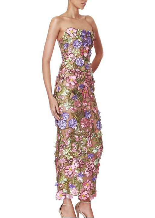 Denice Flower Embroidered Maxi Dress