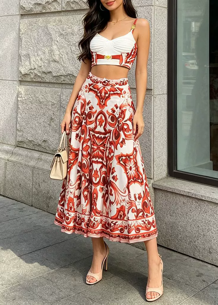 Keeton Crop Print Skirt Set
