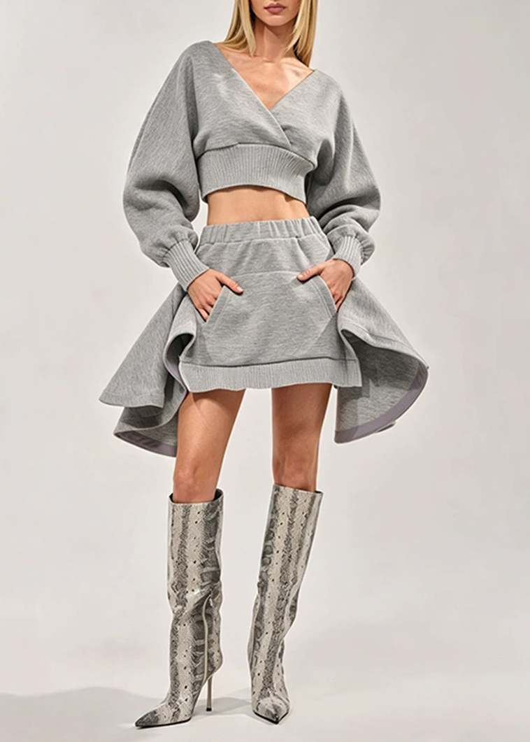 Konane Balloon Sleeve Ruffle Skirt Set