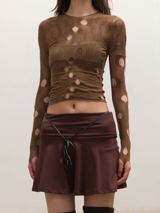 Fina Cutout Bodycon Top In Brown