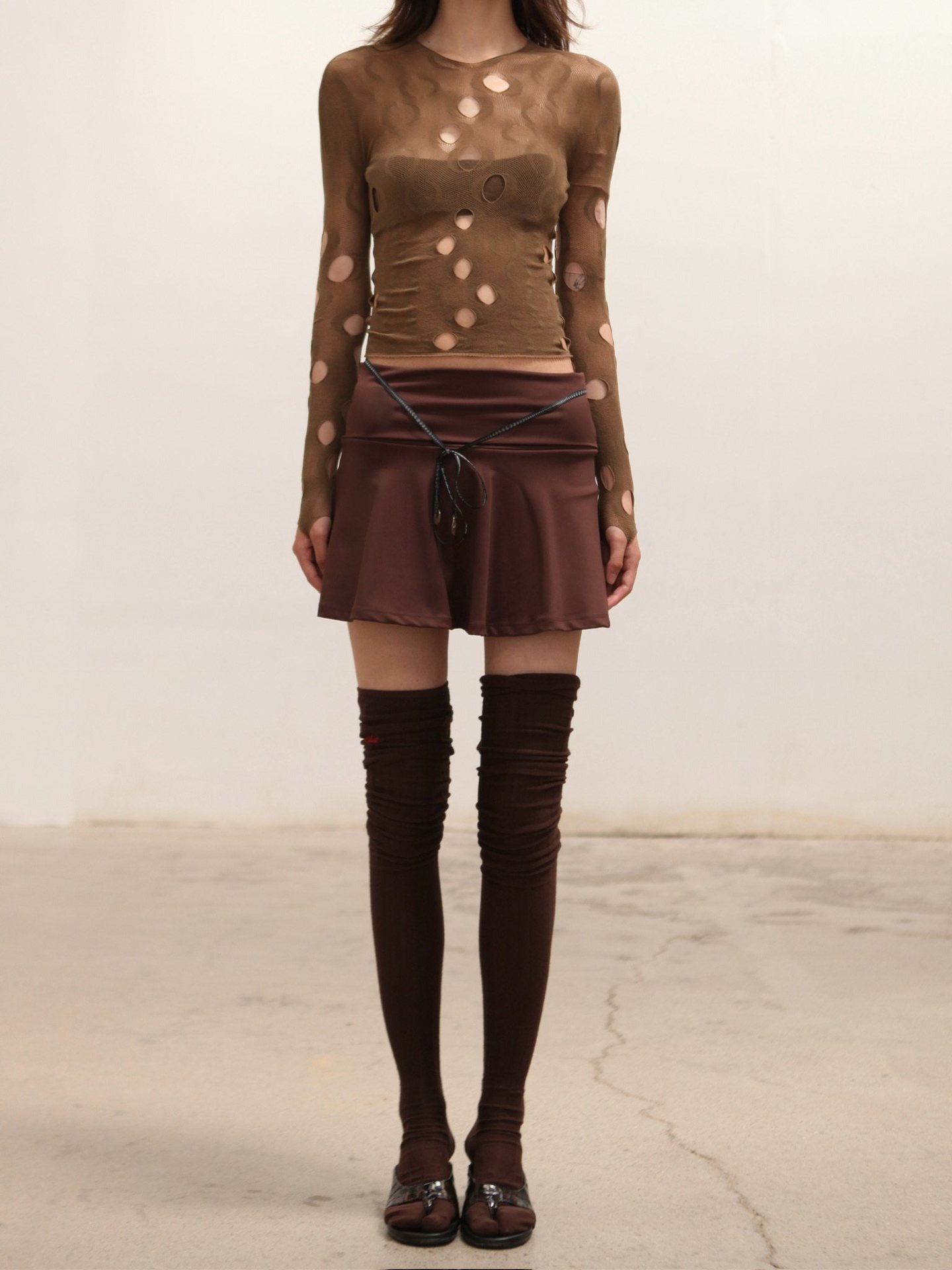 Fina Cutout Bodycon Top In Brown