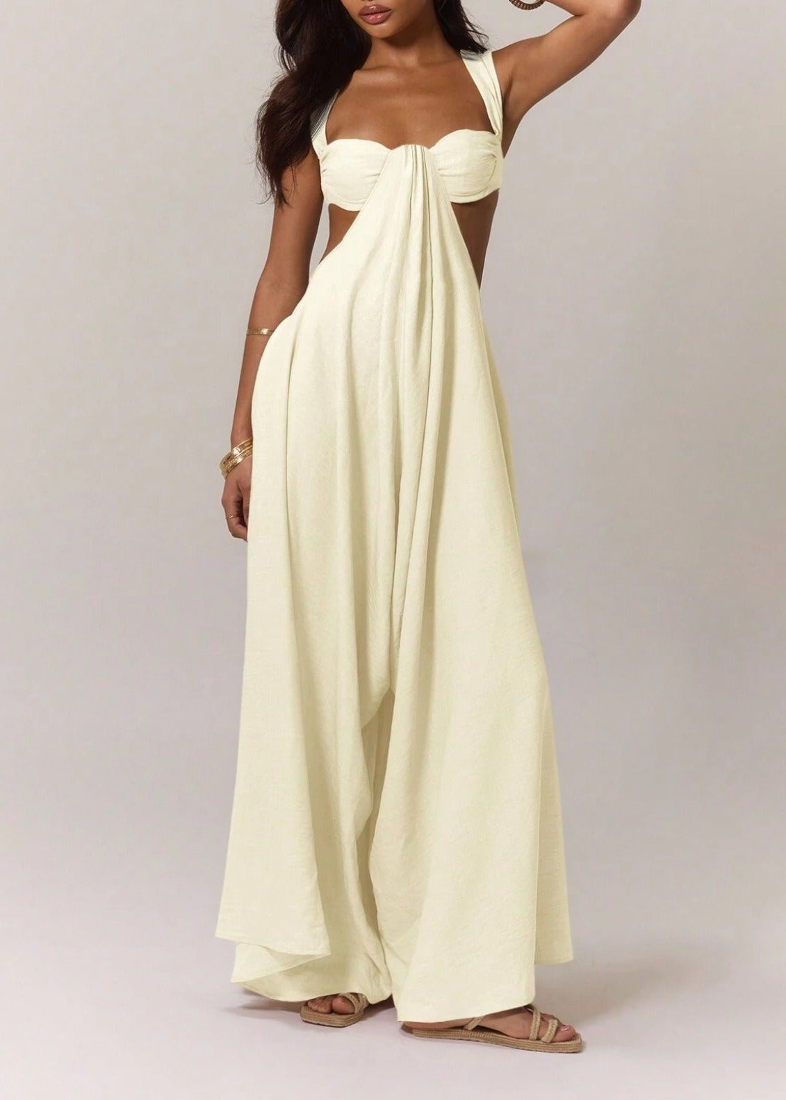 Kenshin Sleeveless Ruch Cutout Jumpsuit