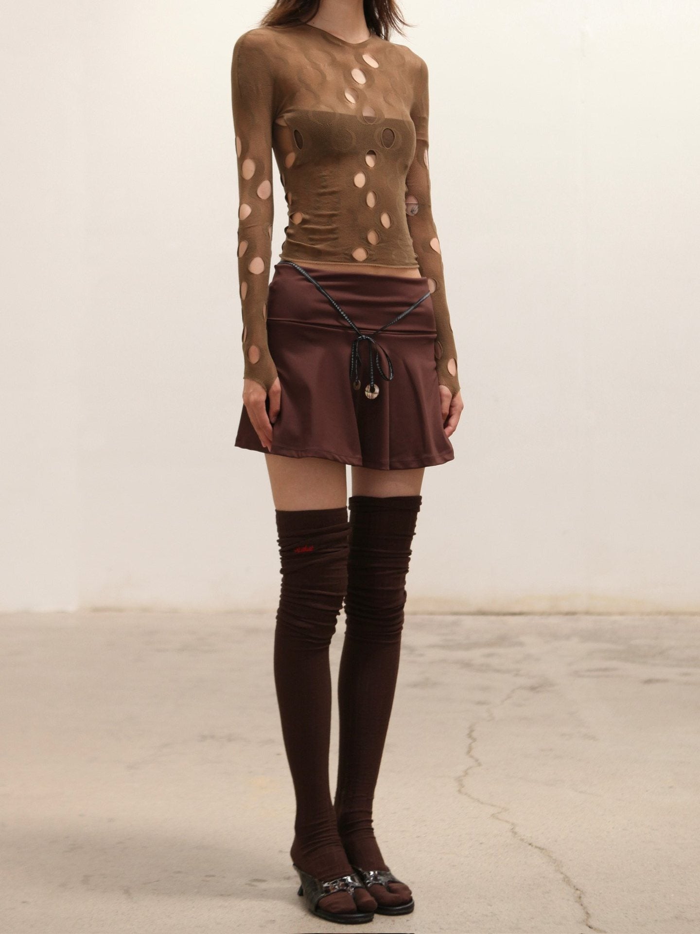 Fina Cutout Bodycon Top In Brown