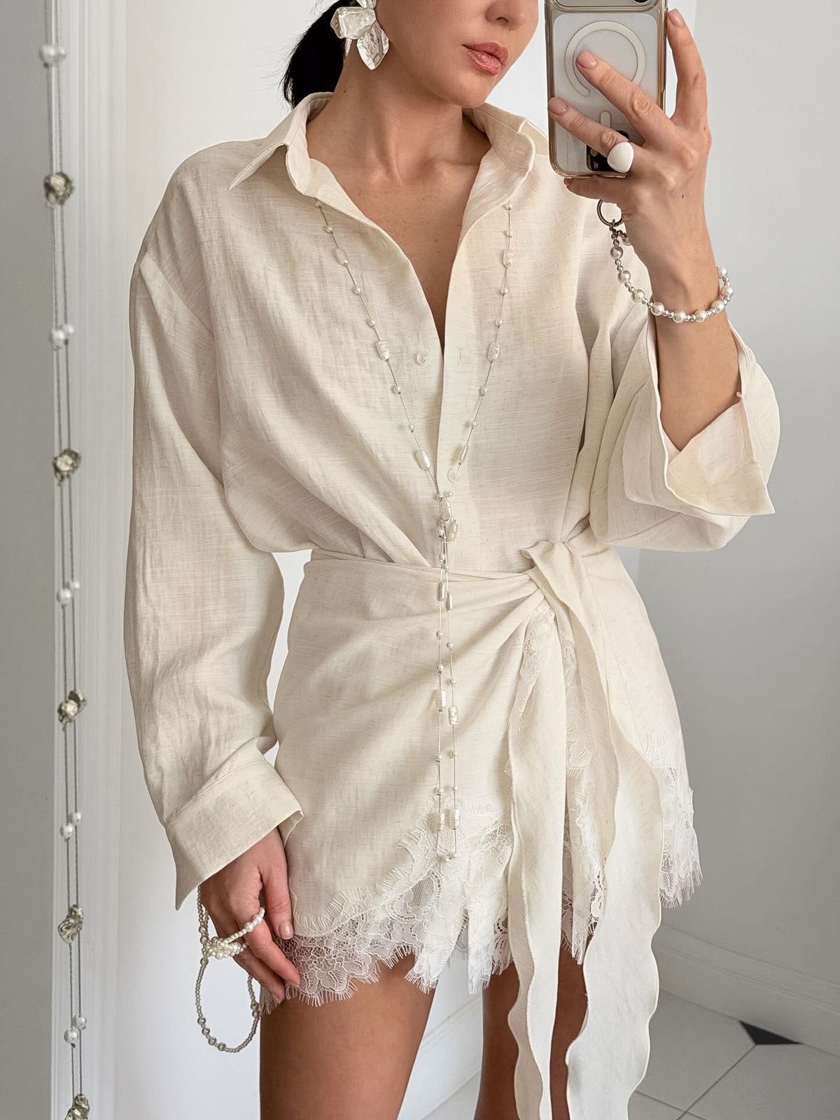 Keelan Tie Up Mini Shirt Dress