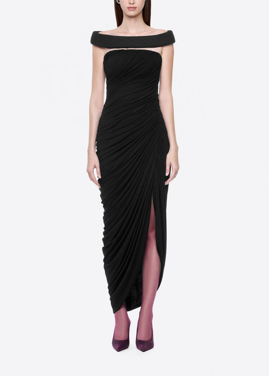 Helvius Off Shoulder Draped Maxi Dress