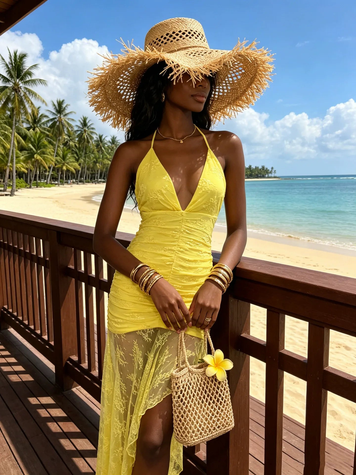 Isabela Halter Neck Lace Maxi Dress