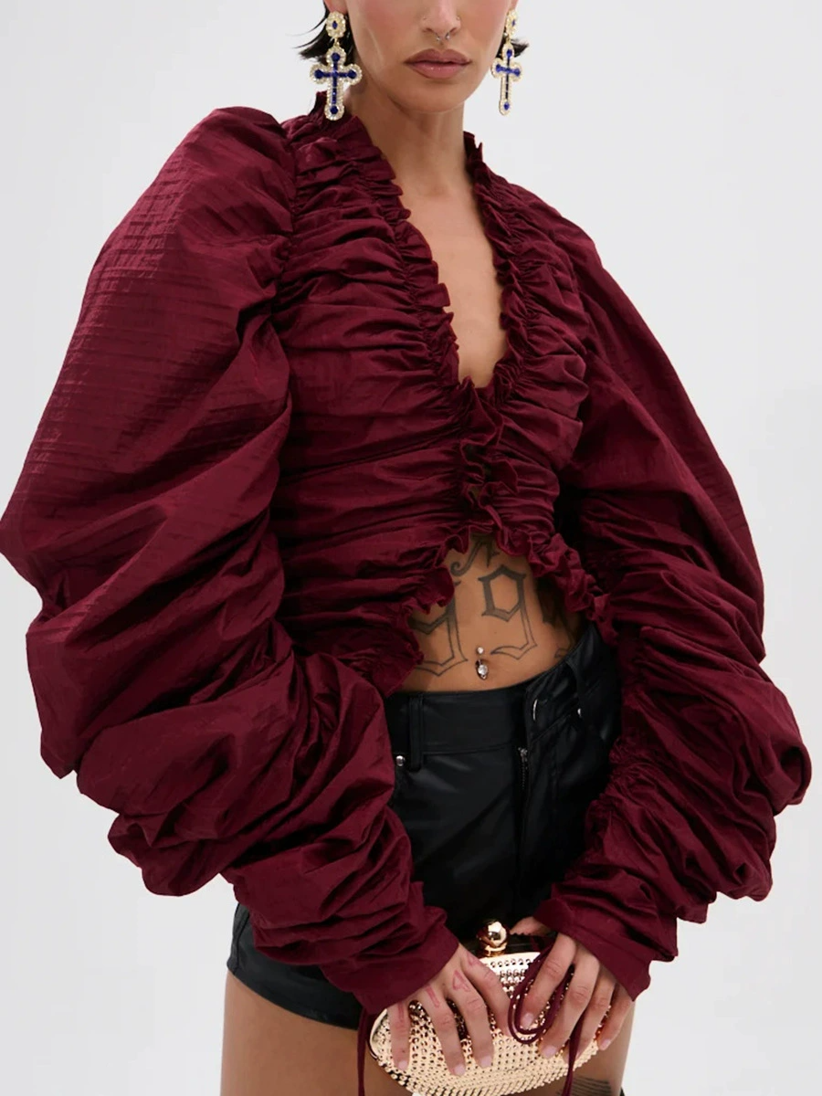 Koto V Neck Ruffle Drawstring Top