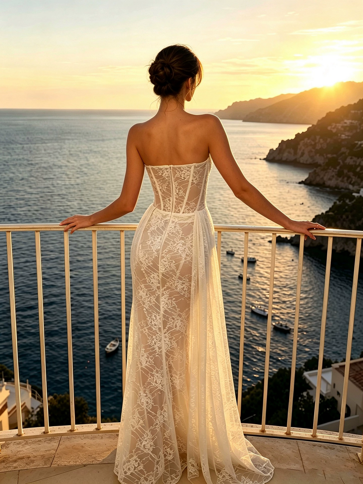 Kiri Strapless Lace Ruch Maxi Dress