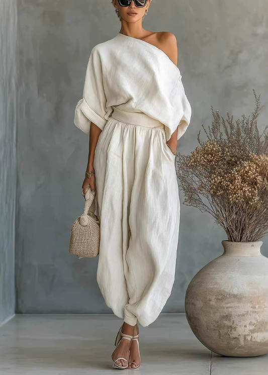 Keane Linen One Shoulder Pants Set