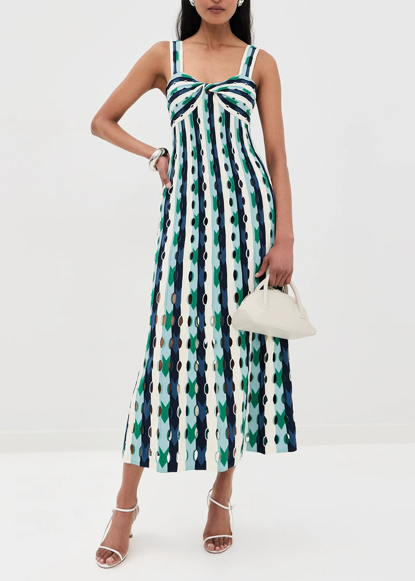 Karis Spaghetti Cutout Stripe Maxi Dress