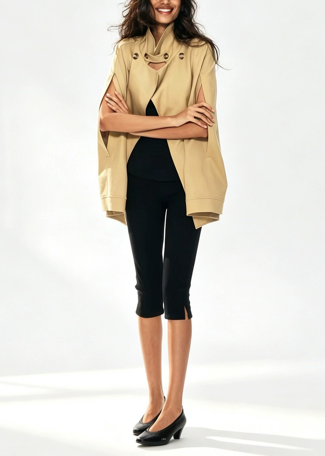 Khaza Cape Sleeve Double Breasted Jacket