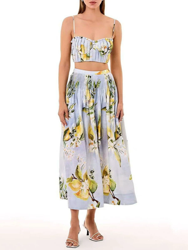 Isokrates Spaghetti Floral Skirt Set