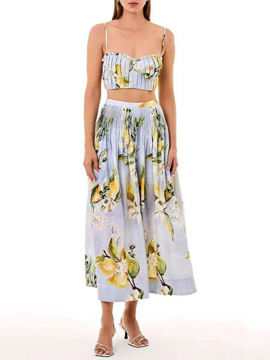 Isokrates Spaghetti Floral Skirt Set