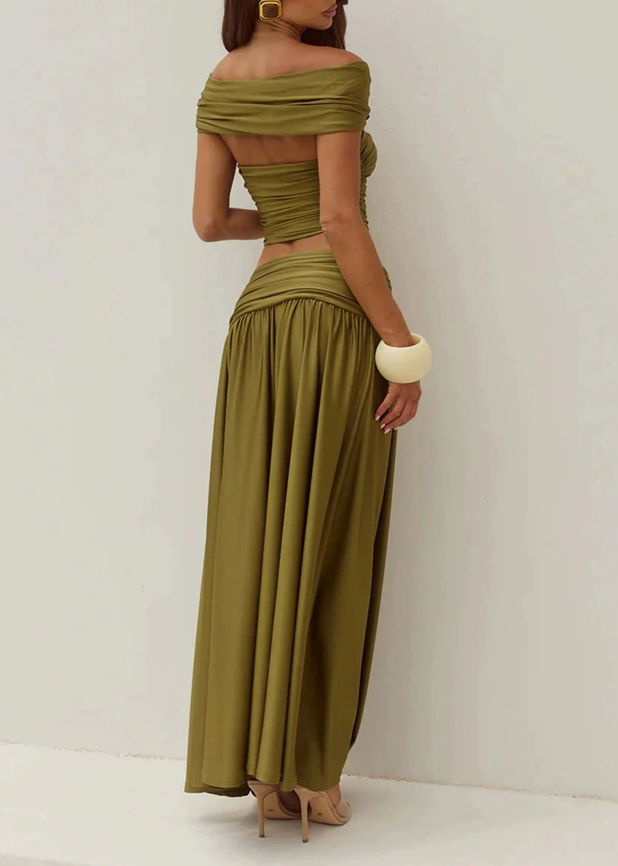 Ivaana Off Shoulder Cutout Skirt Set
