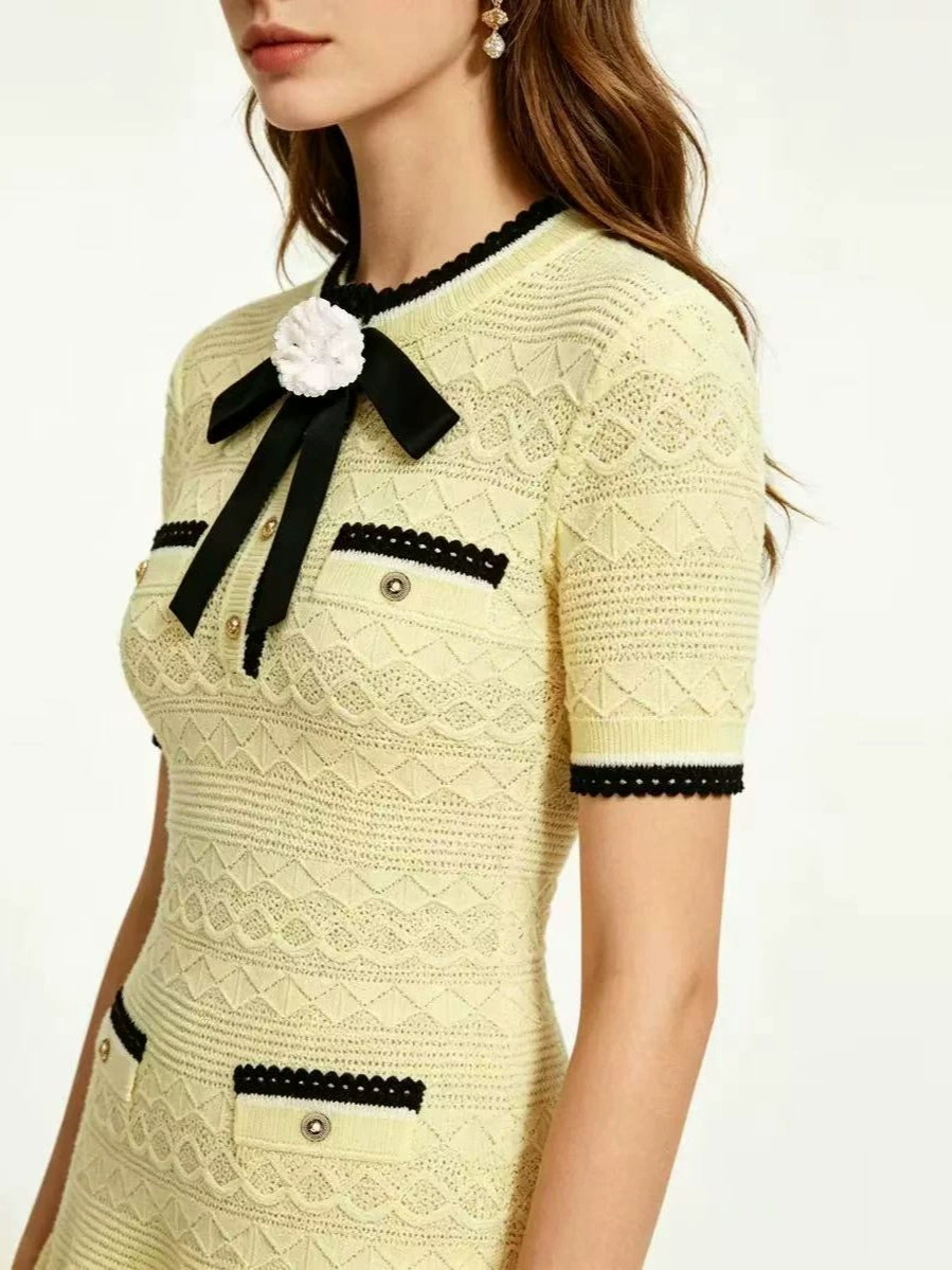 Kristen Knit Flower Mini Dress