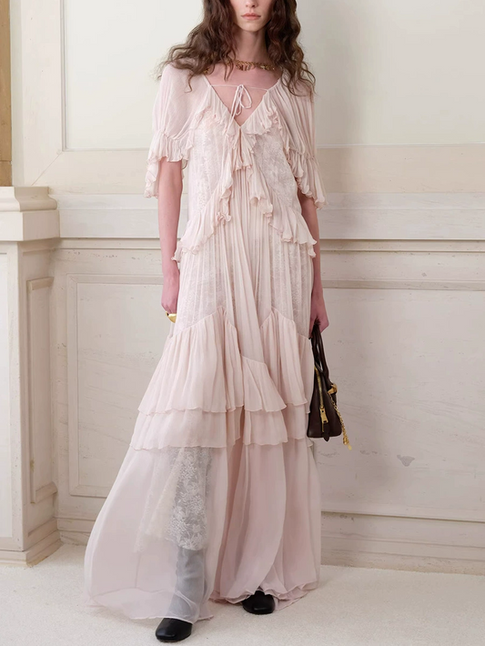 Hiwot Ruffle Mesh Maxi Dress