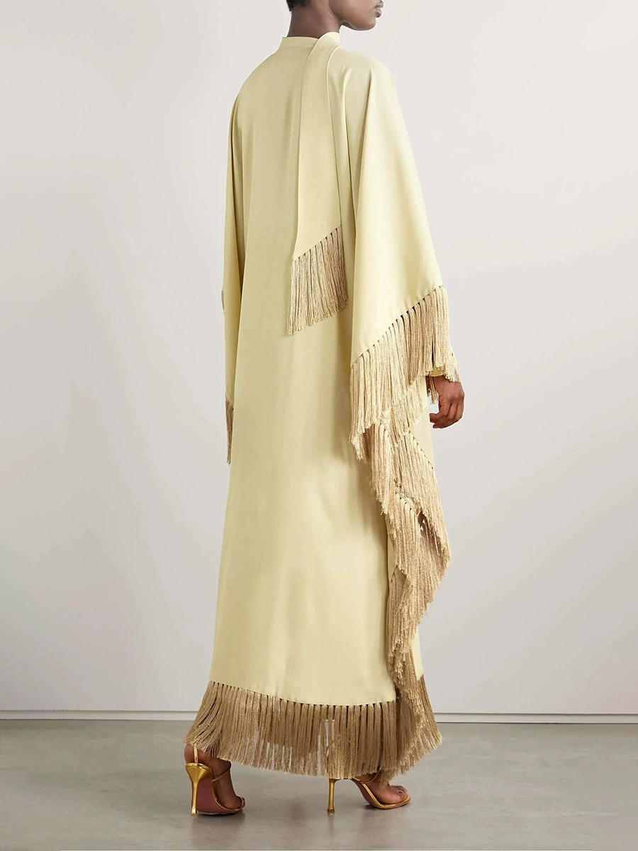 Jaakko Satin Fringe Maxi Dress