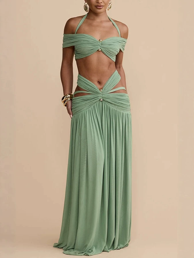 Jeane Cutout Ruched Maxi Skirt Set