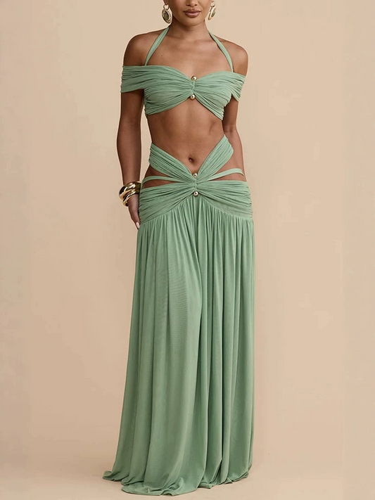 Jeane Cutout Ruched Maxi Skirt Set