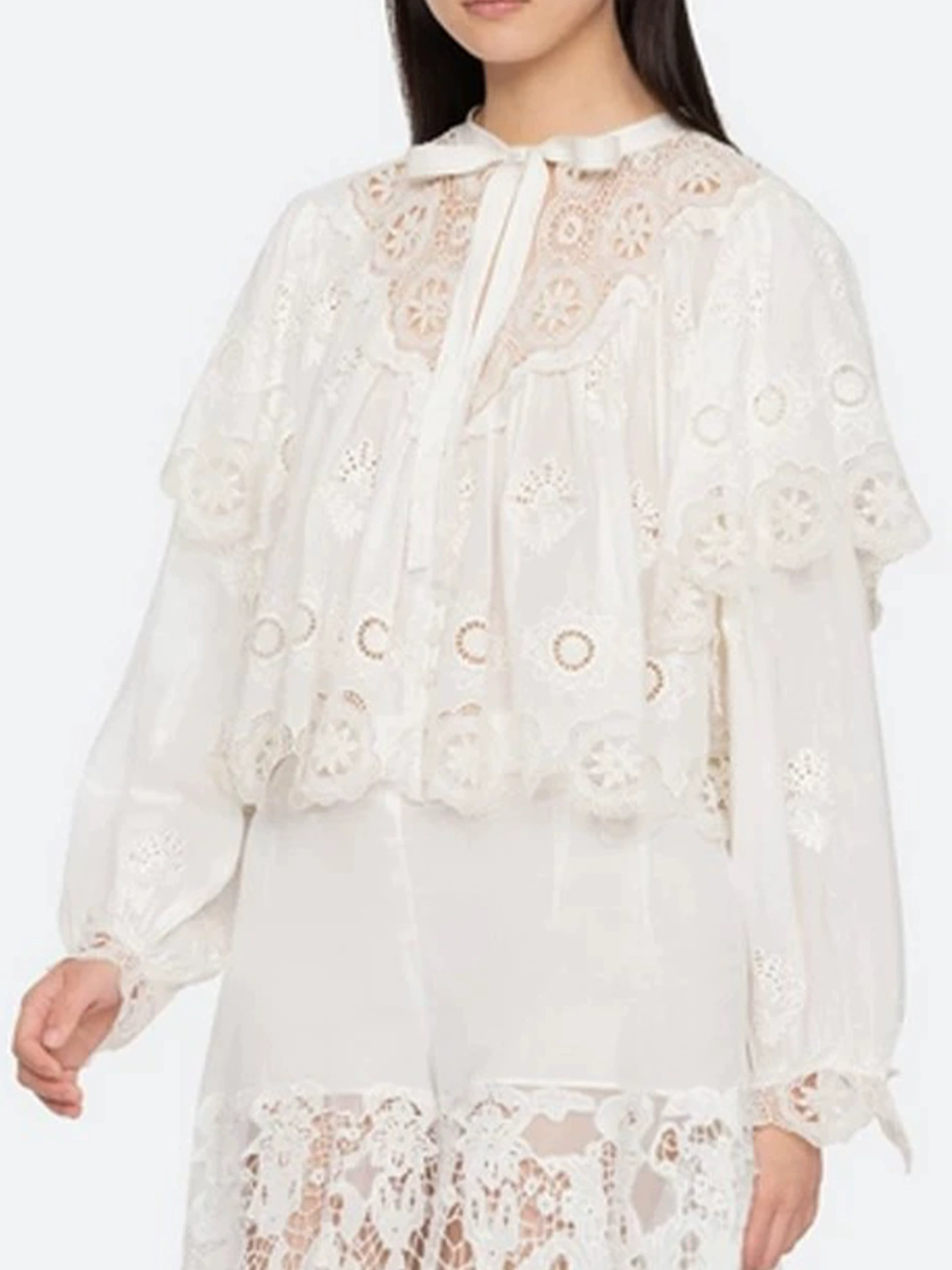 Hanieh Embroidered Tie Up Cutout Top