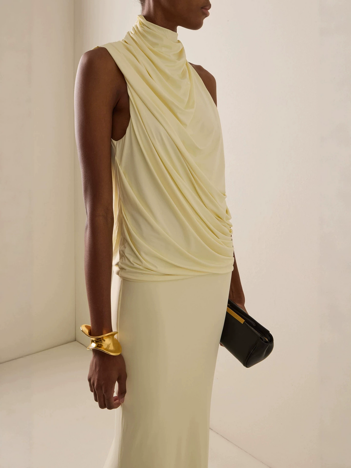 Kolton High Neck Draped Scarf Maxi Dress