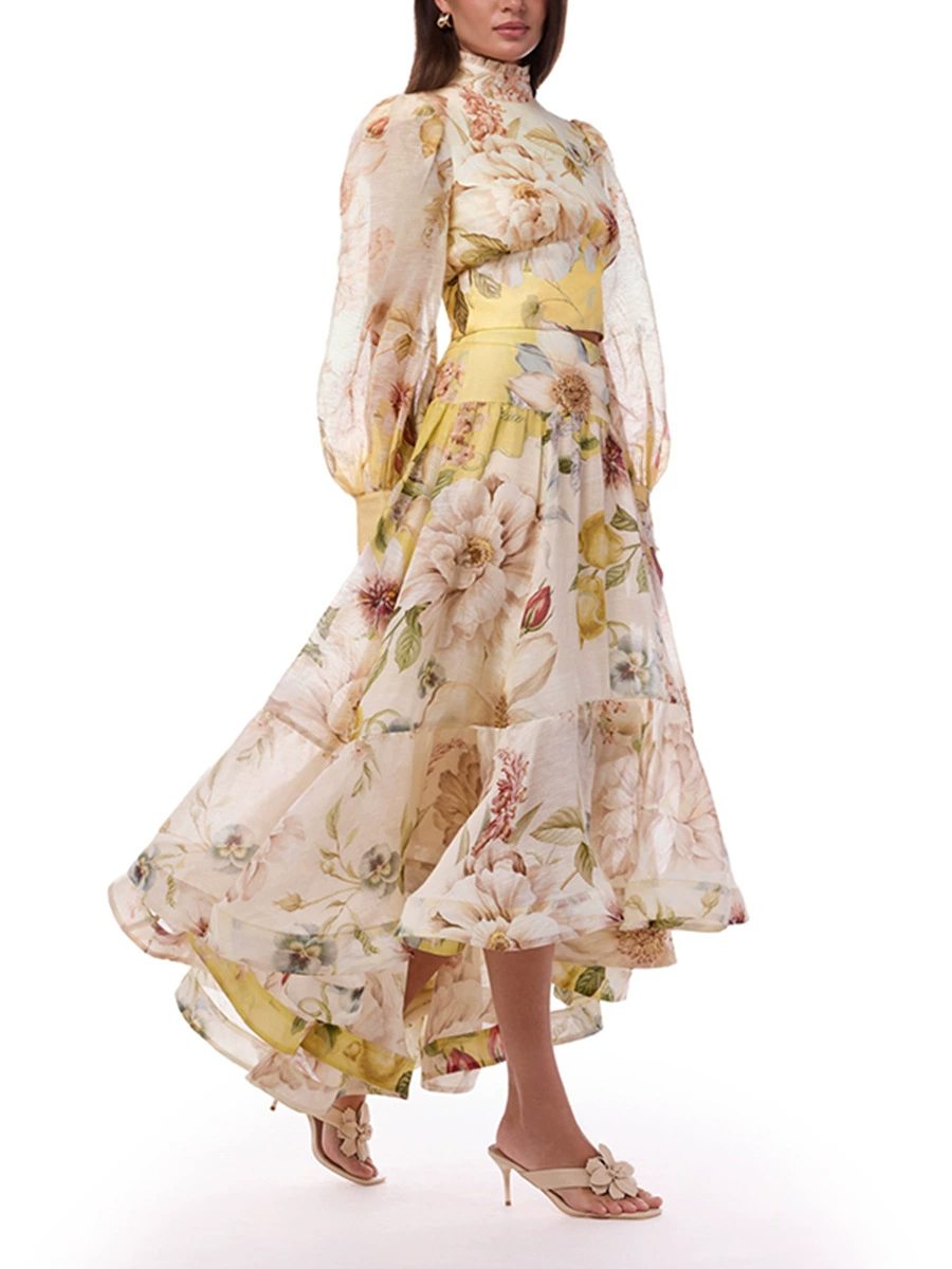 Sloane Balloon Sleeve Floral Skirt Set