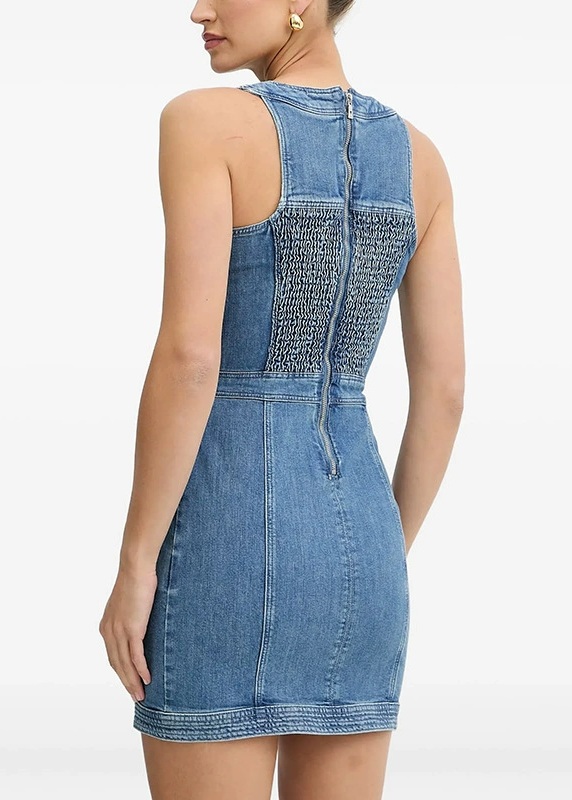 Fatuma Sleeveless Lace Up Denim Mini Dress