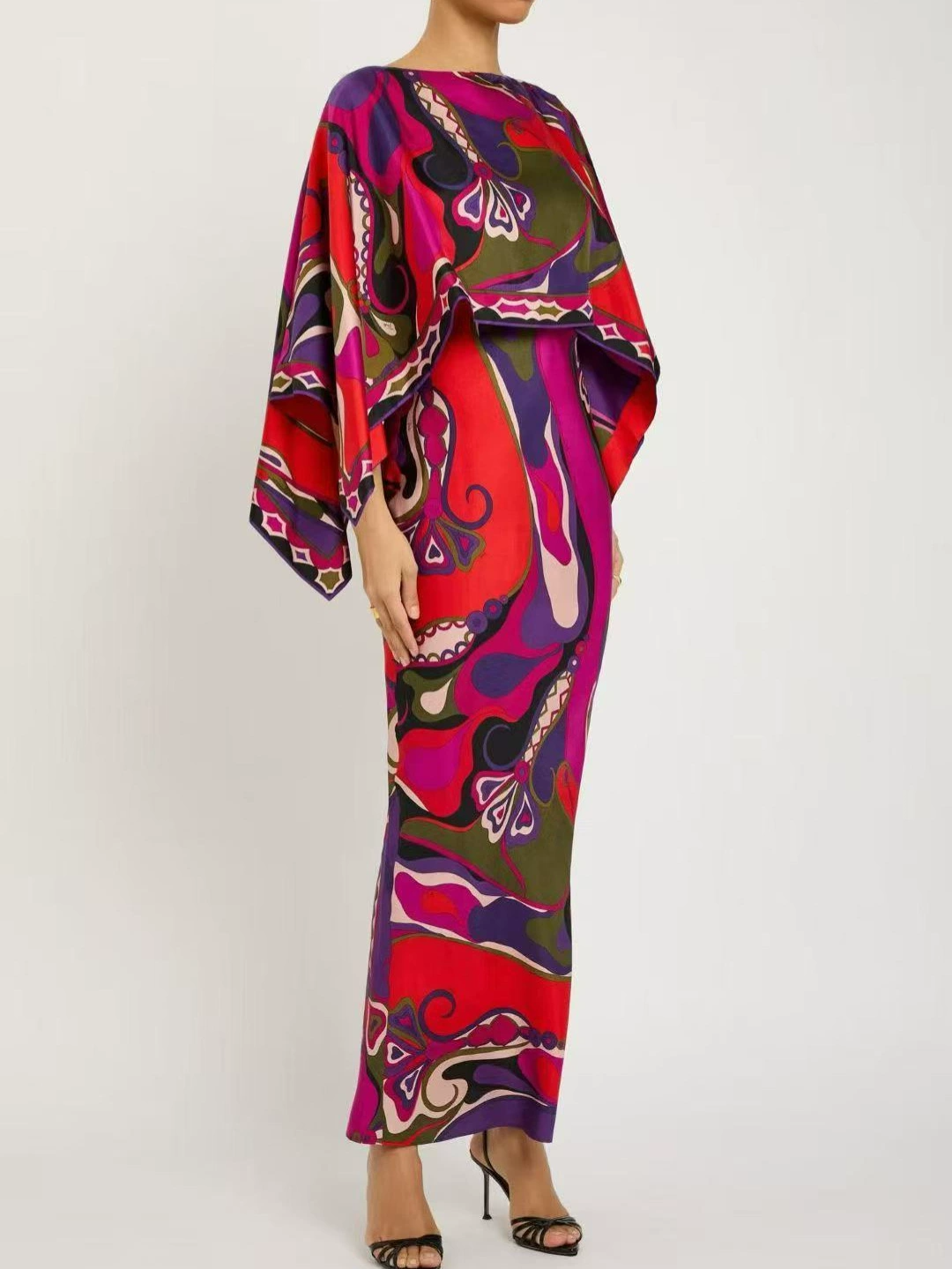 Iefan Two Piece Print Spaghetti Maxi Dress