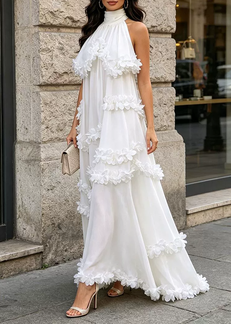 Ilsa Halter Neck Flower Split Maxi Dress