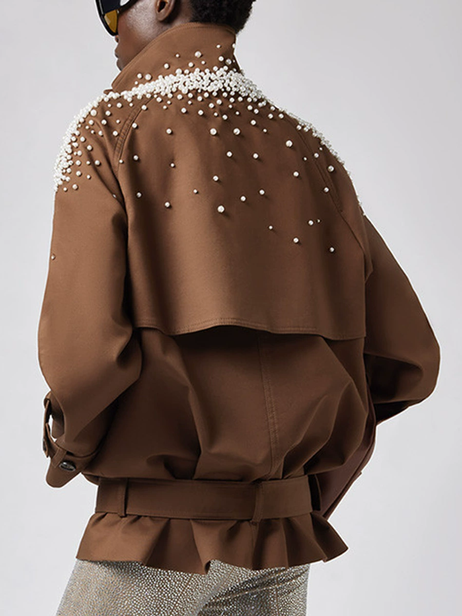 Magne Double Breasted Pearl Embellished Jacket