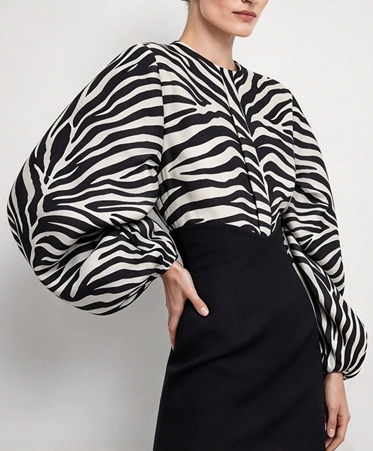 Kristoff Balloon Sleeve Zebra Top