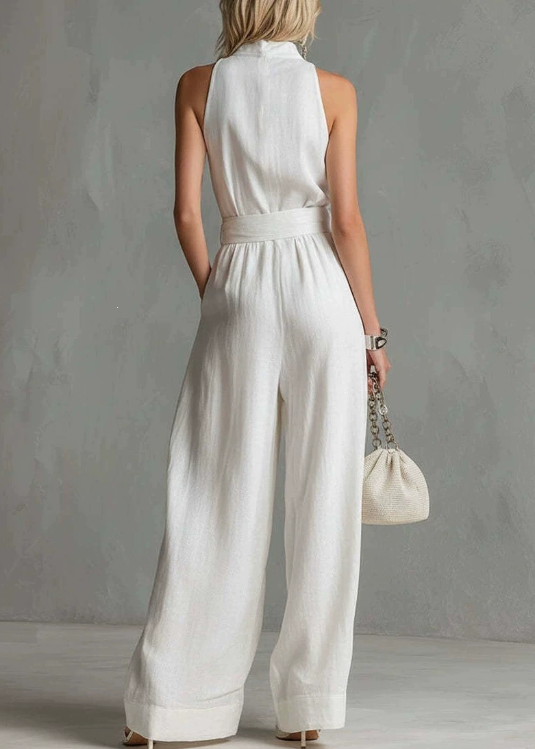Gita Halter Neck Ruch Belt Jumpsuit