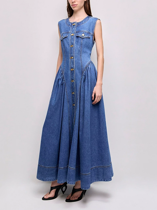 Kashiti Sleeveless Denim Maxi Dress