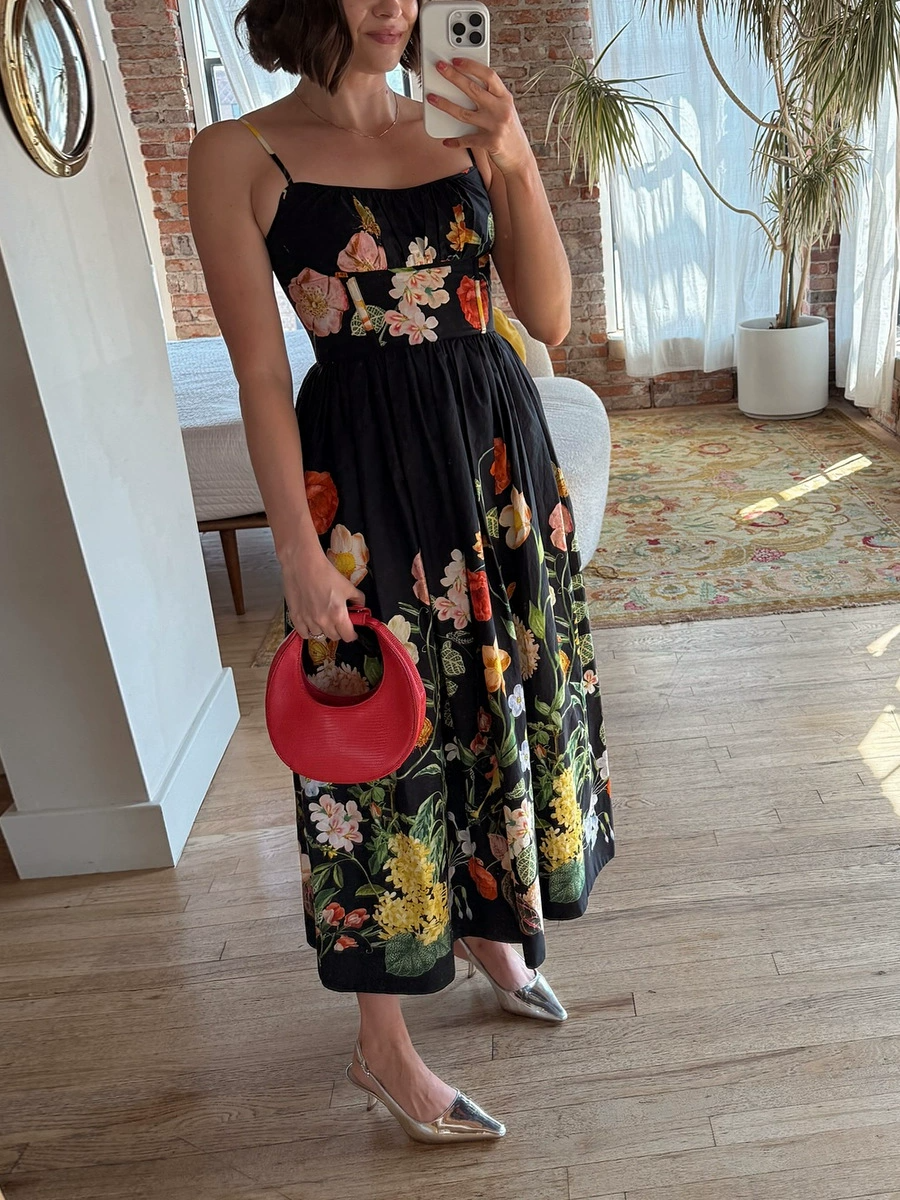 Helios Floral Ruffle Midi Dress