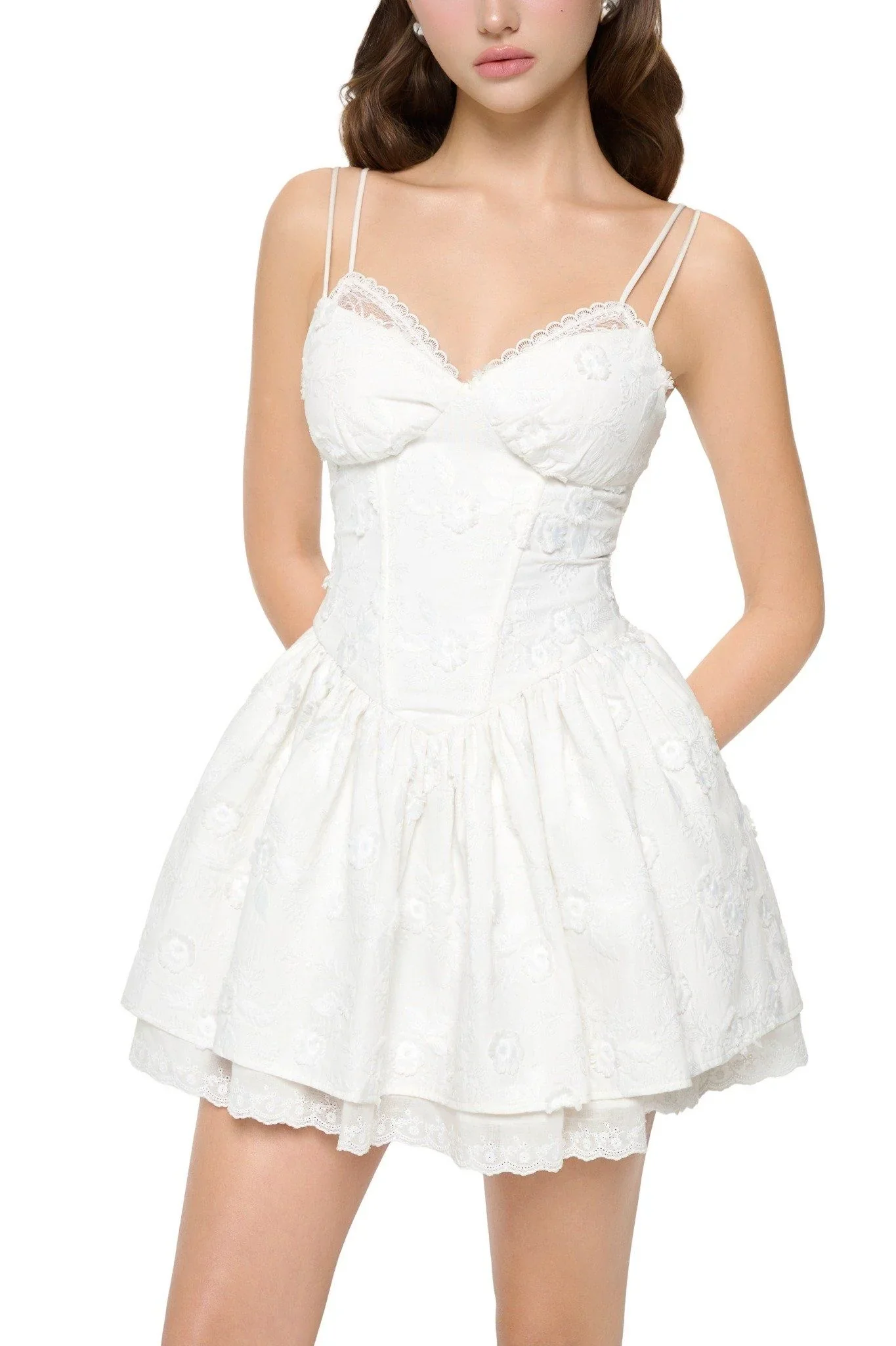 Gisa Spaghetti Lace Mini Dress